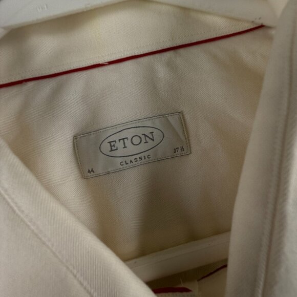 Eton Classic 17.5 Yellow Button Up Shirt Long Sleeve Men Cotton Sweden Designer - Picture 8 of 16
